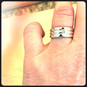 3 Tiffany sterling silver bands with stones